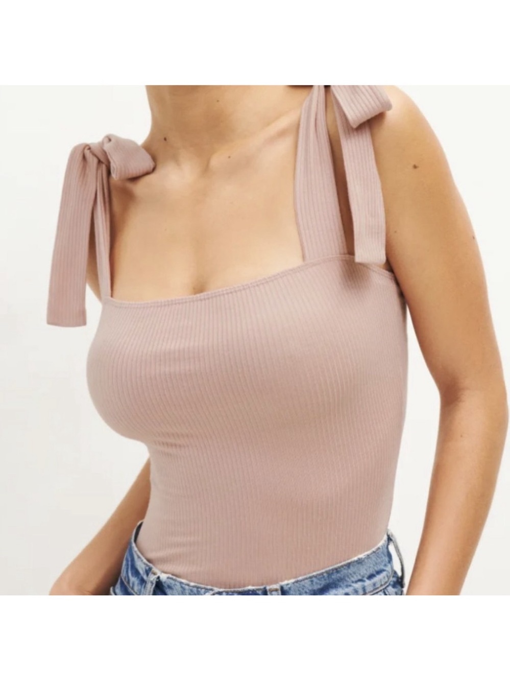 Reformation Canyon Tie Strap Knit Tank Ribbed Tie Strap Tank Blush Size XL NWT